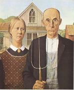Grant Wood Anerican Gothic (mk09) oil on canvas